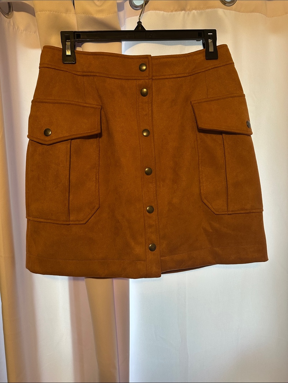 Joe Fresh Rust Brown Button-Front Mini Skirt